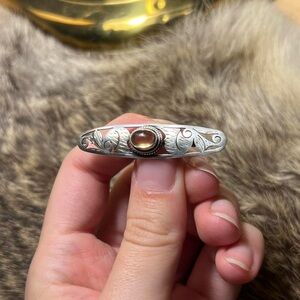 Sterling silver citrine open work swirl brooch